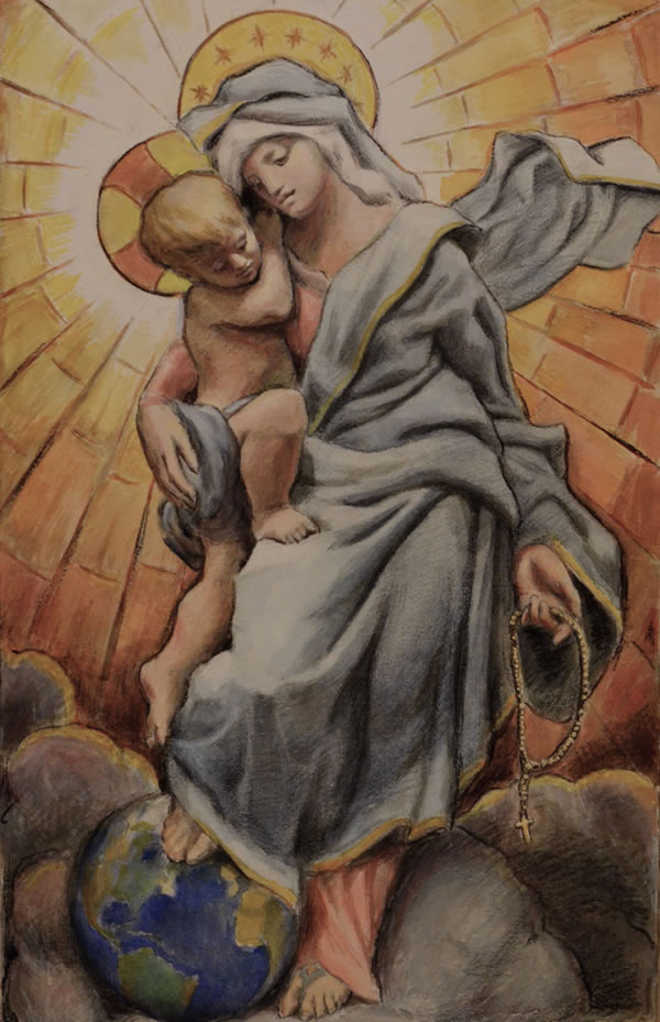 Madonna del Rosario for stained glass of Ave Maria Academy Minneapolis, MN