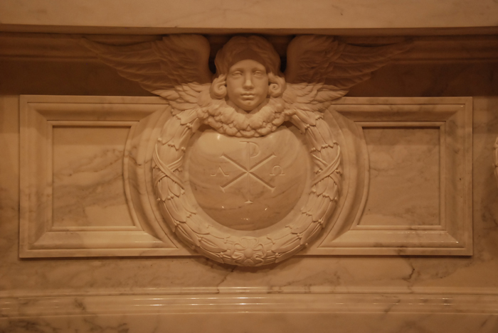Baldacchino Altar Angel with Chi Rho of St Joseph Cathedral