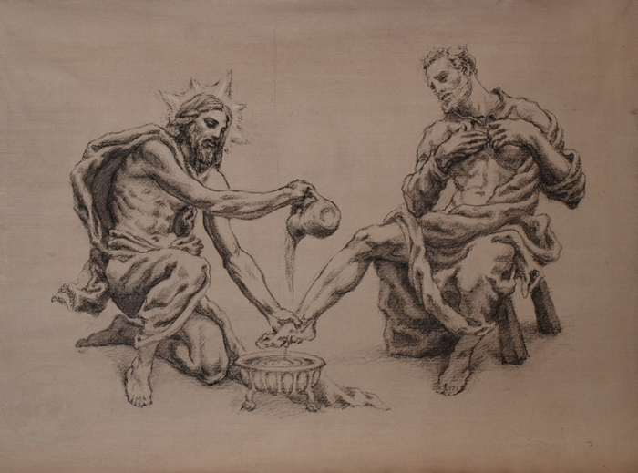 Christ washing the feet of St Peter by Cody Swanson
